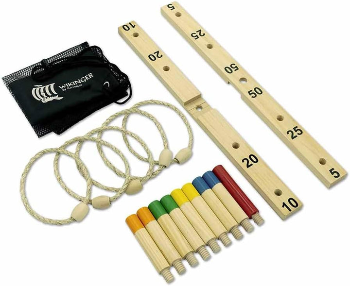 Carromco ORIGINAL Wikinger Ringwurfspiel aus Holz - Ringe werfen für Garten und Strand - Wurfspiel m