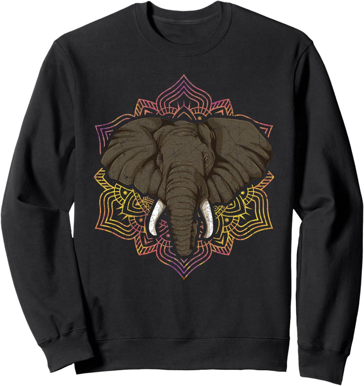 Asiatisches Tier Mandala Thailand Zoo Tier Asien Elefant Sweatshirt