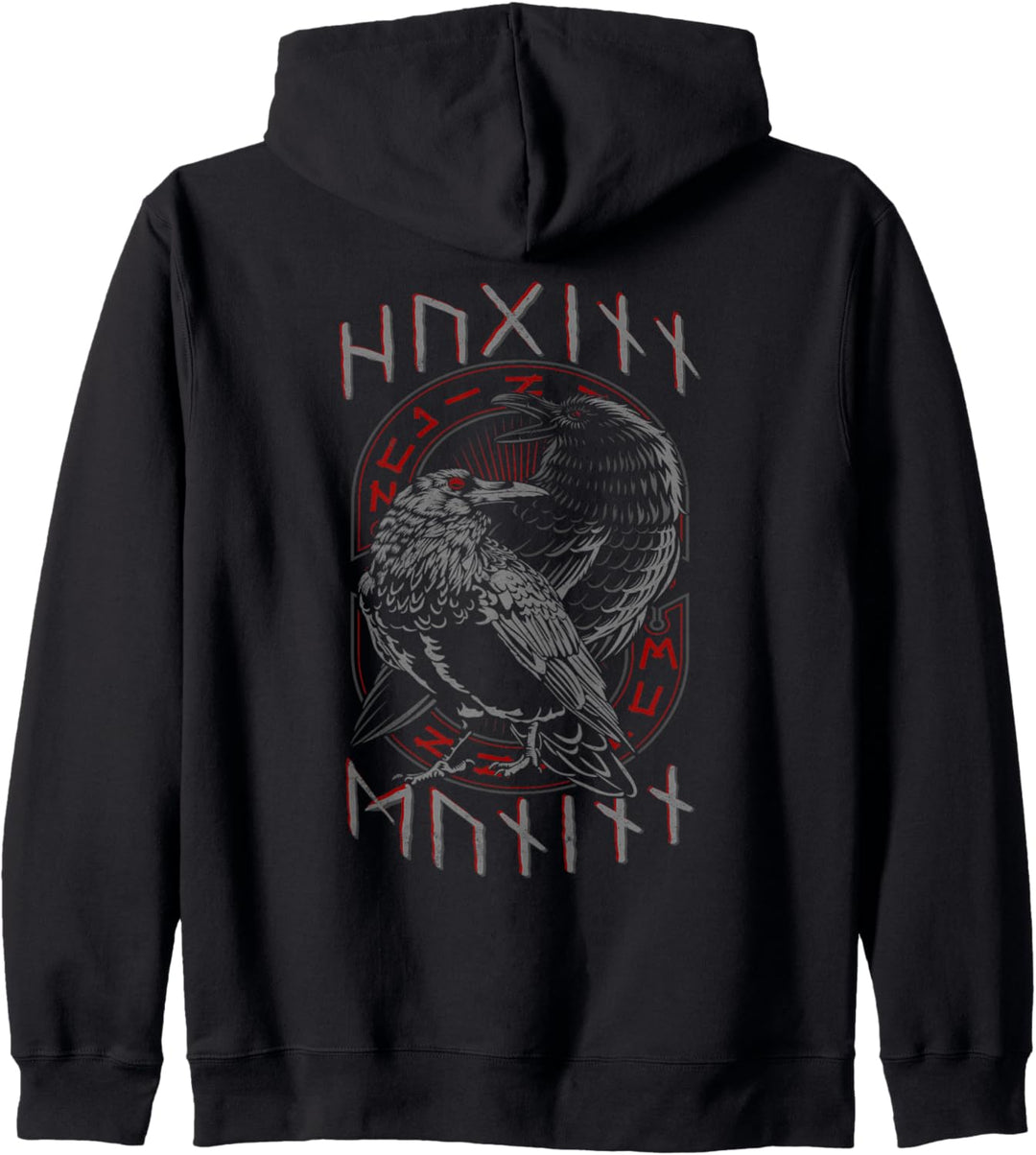 Odins Raben Huginn & Muninn Wikinger Kleidung Rückendruck Kapuzenjacke