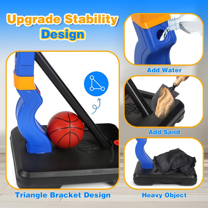 YIMORE Basketballkorb Kinder, Basketballkorb Outdoor Indoor mit Ständer Höhenverstellbarer 70-138cm,