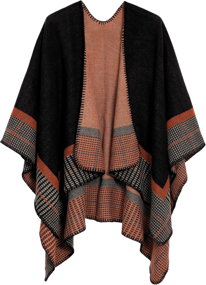Damen Warm Offene Front Strick Schals und Wraps Floral Elegante Cardigans Poncho Cape Coat Mantel Sc