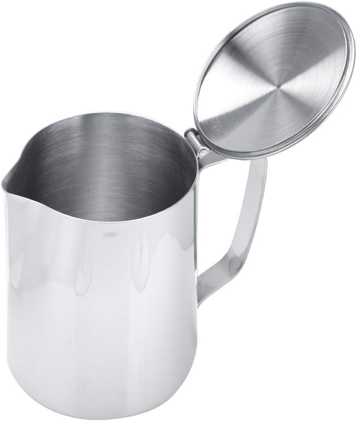 MAGT Milchkännchen mit Deckel, Edelstahl Milchkanne 1000ml Milchschaumkännchen Kaffeetasse Milchbehä
