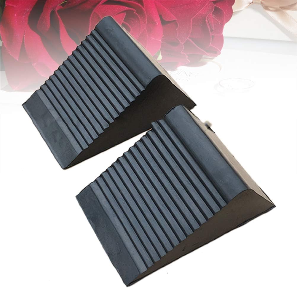 Yardwe 2 STÜCKE Tragbare Gummi bremskeile Auto Rad Stopper Rad Keile für LKW Fahrzeug (schwarz)