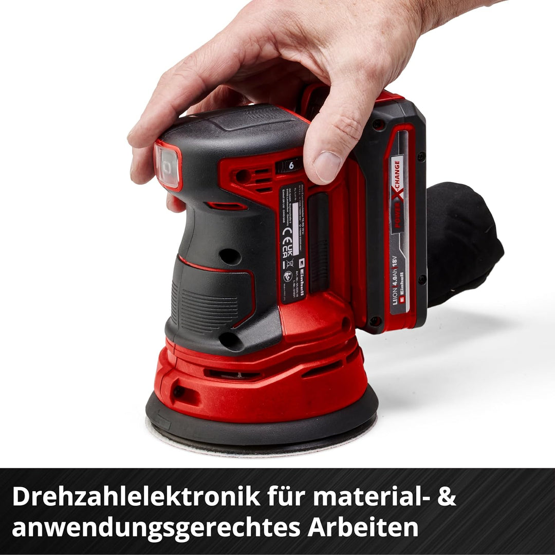 Einhell Akku Exzenterschleifer TE-RS 18 Li Power X-Change (Lithium Ionen, 18 V, Schleifteller-Ø 125