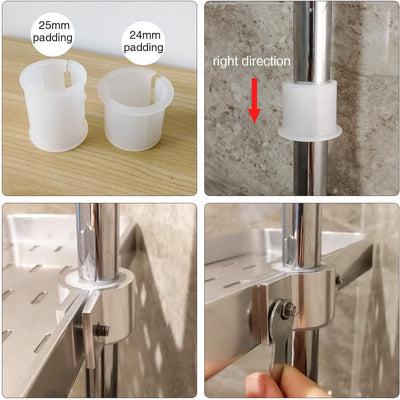 Raum Aluminium Duschregal ohne Bohren - Anzug [24mm-25mm] Duschstange Verstellbar Höhe, Duschregale
