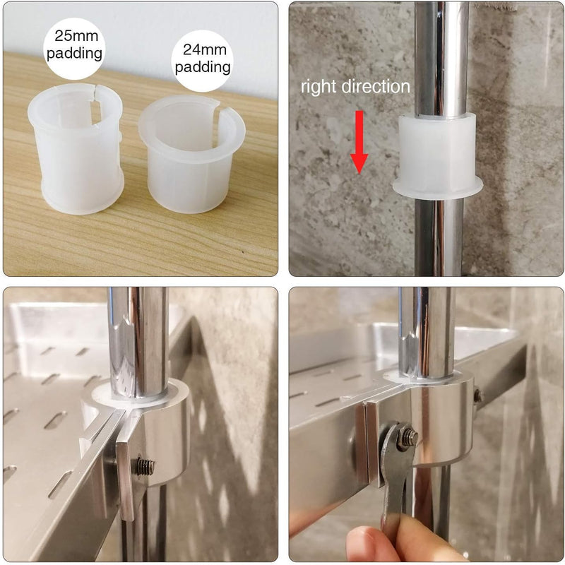 Raum Aluminium Duschregal ohne Bohren - Anzug [24mm-25mm] Duschstange Verstellbar Höhe, Duschregale