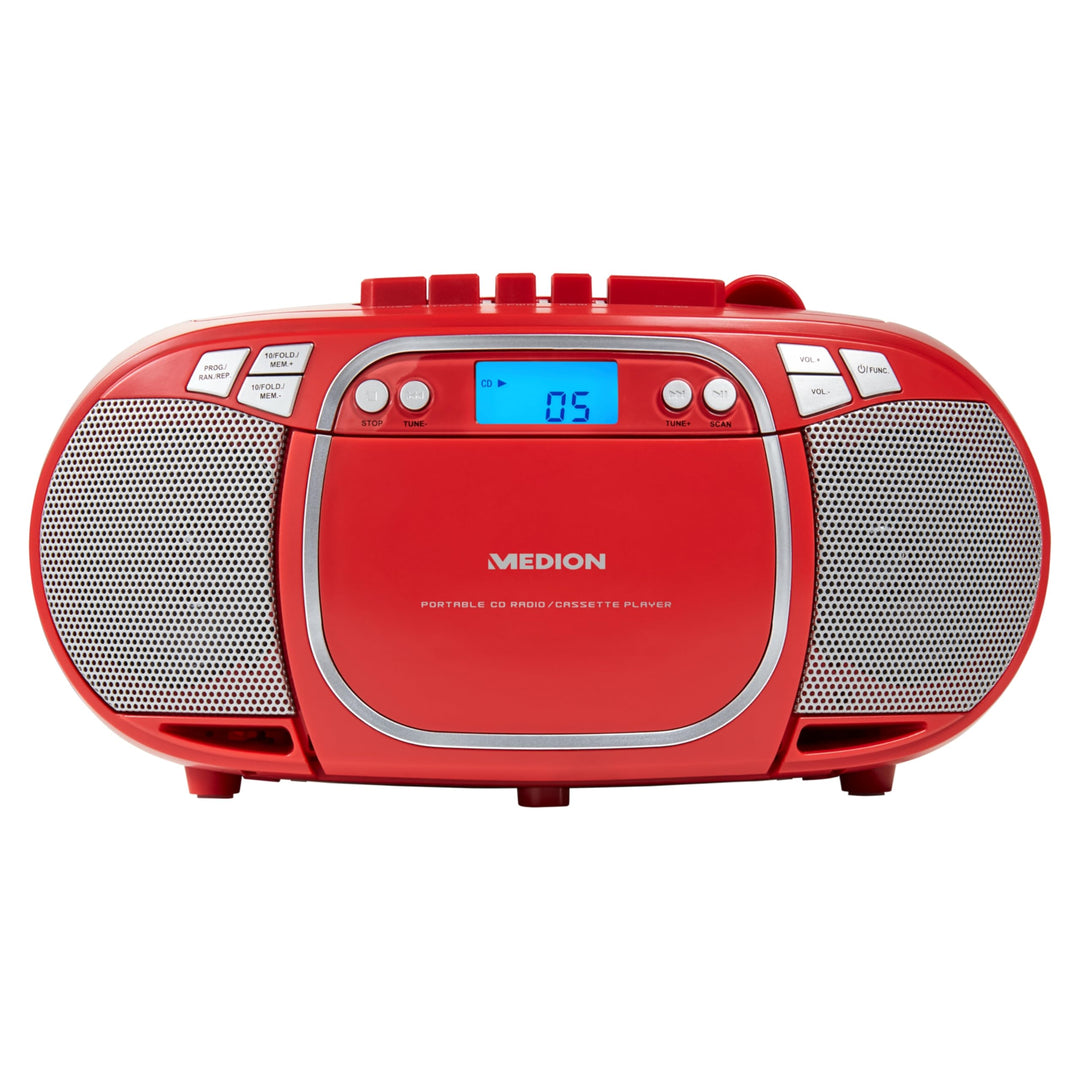 MEDION E66476 Stereo Sound System (Boombox, CD-Player, MP3, Kassette, tragbarer Kassettenspieler für
