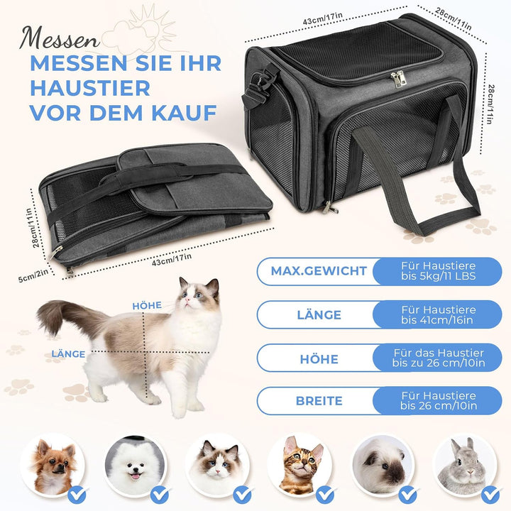 Transporttasche für Katze Hund, Hundetransportbox | Faltbare Katzentransportbox,5kg Katzen Hunde Tra
