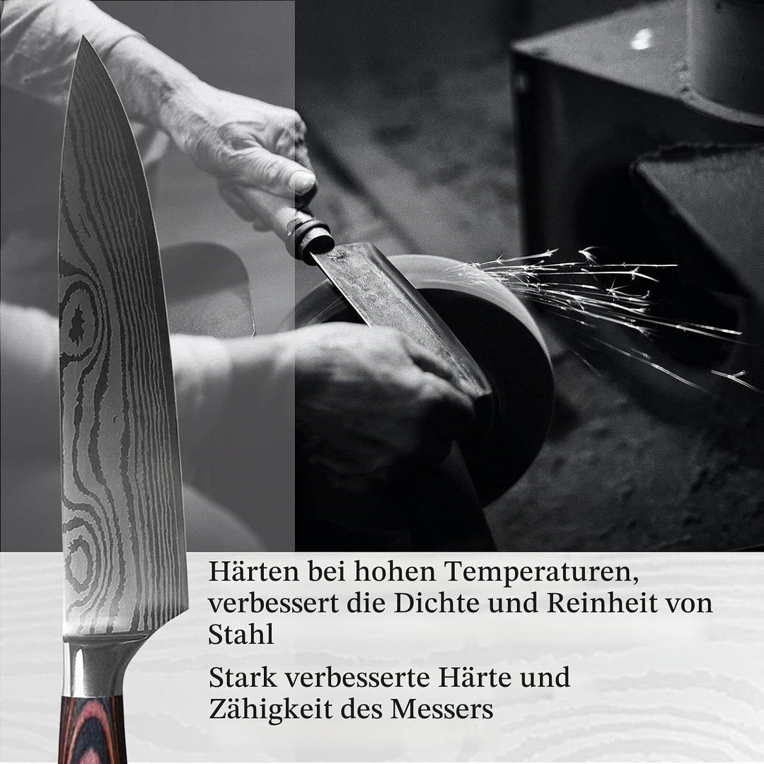 Gustrug Messerset 10-tlg Küchenmesser Set aus Hochwertigem Edelstahl, Ultra Scharfes Messer set mit