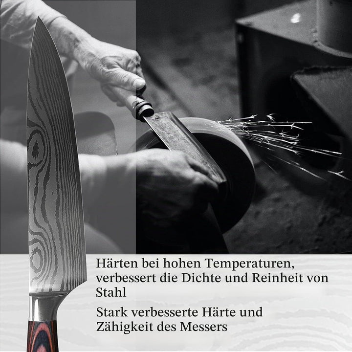 Gustrug Messerset 10-tlg Küchenmesser Set aus Hochwertigem Edelstahl, Ultra Scharfes Messer set mit