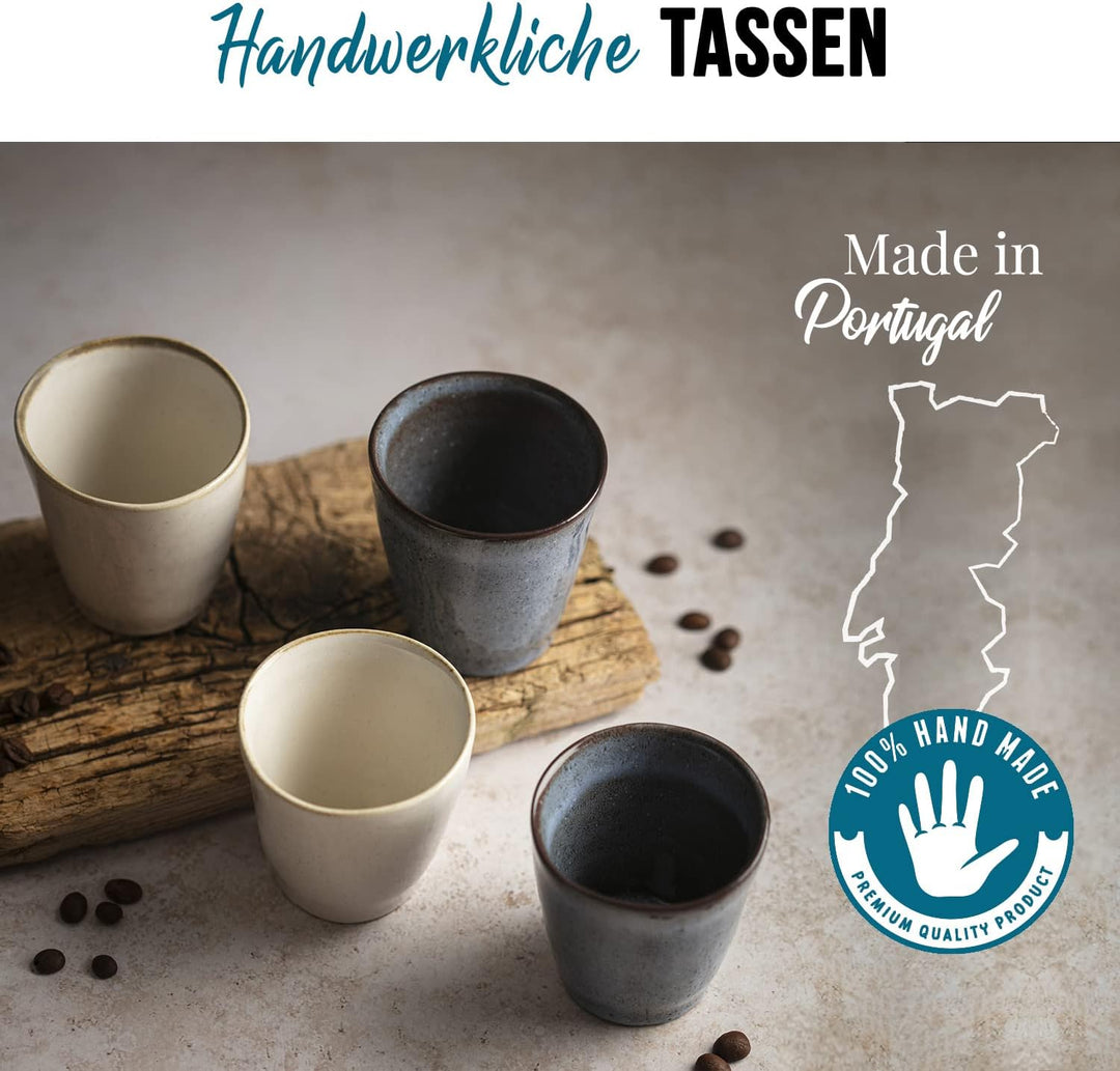 Origeens ESPRESSOTASSEN SET I 4x Keramik Espresso-Tassen, handgefertigt in Portugal I Espressotasse