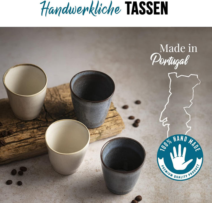 Origeens ESPRESSOTASSEN SET I 4x Keramik Espresso-Tassen, handgefertigt in Portugal I Espressotasse