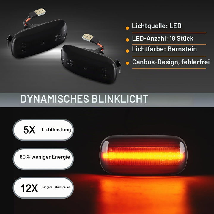 OZ-LAMPE LED Blinker Seitenblinker für Audi A3 S3 8P A4 S4 RS4 B6 B7 A4 B8 A6 S6 RS6 C5 C7 A8 D3 TT