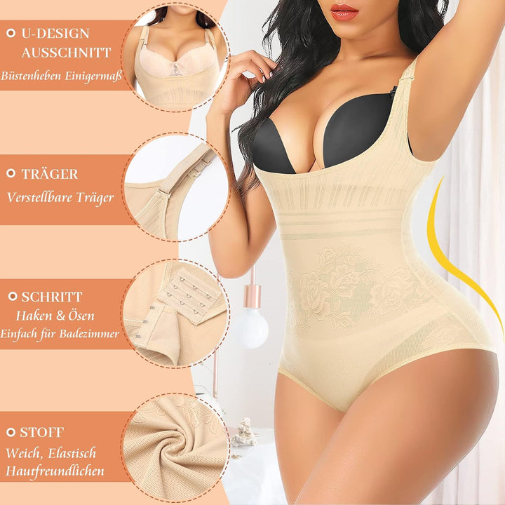 Shapewear Damen Body Shaper Bauchweg, XXL Beige-Schwacher Shapeeffekt