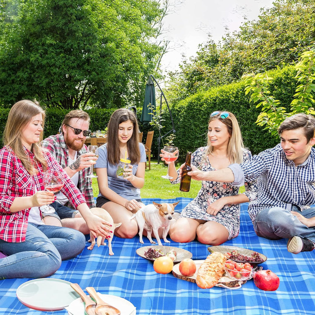 LIFERUN 300x300 cm Picknickdecke XXL, Picknickdecke Wasserdicht mit isoliert Rückseite, Tragegriff,