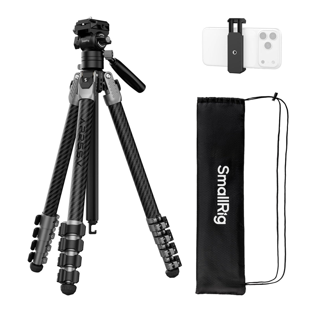 SMALLRIG 63" Tragbares Reisestativ für iPhone und Kamera, 160cm Carbonfaser-Videostativ mit Kompakte