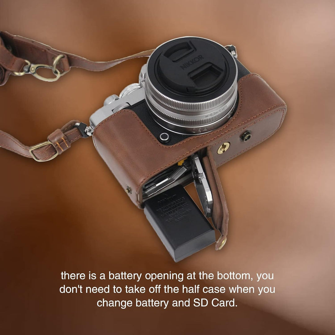 Rieibi Z fc Zfc Kameratasche PU-Leder mit Gurt für Nikon Z fc Zfc 28 mm f/2.8 SE, 16-50 mm f/3.5-6.3