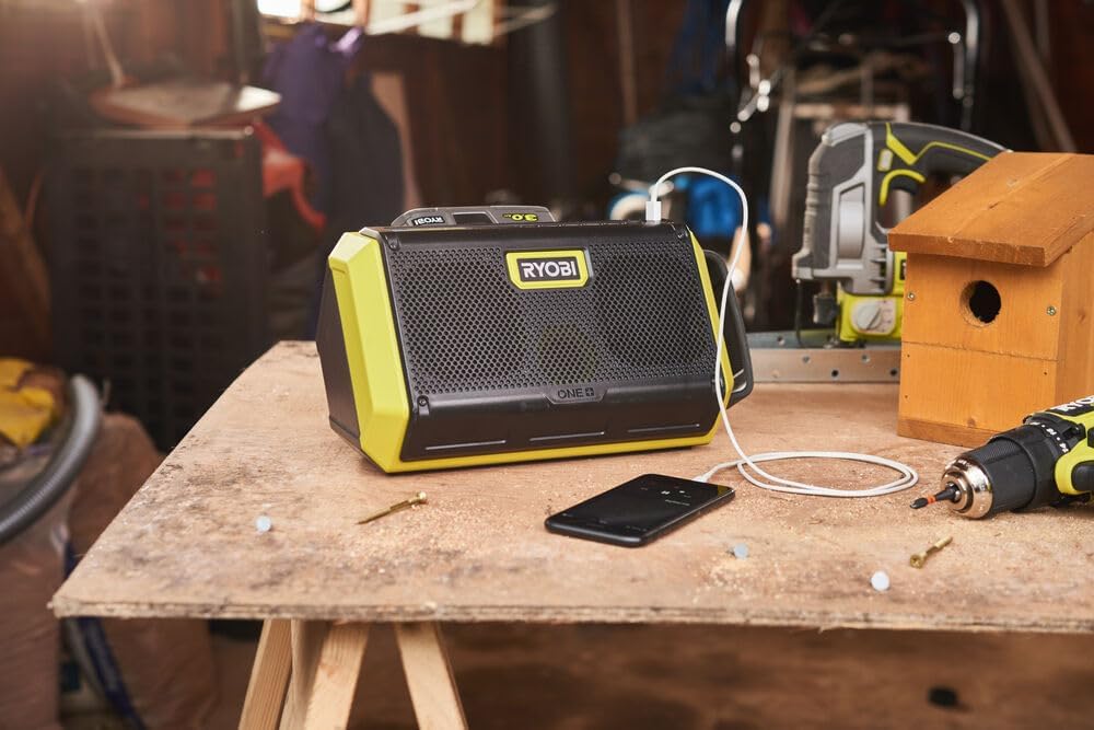 RYOBI 18 V ONE+ Akku-Bluetooth Box Pro RBT18-0 (1 x 20W Ausgangsleistung, Lautsprecherdurchmesser 76