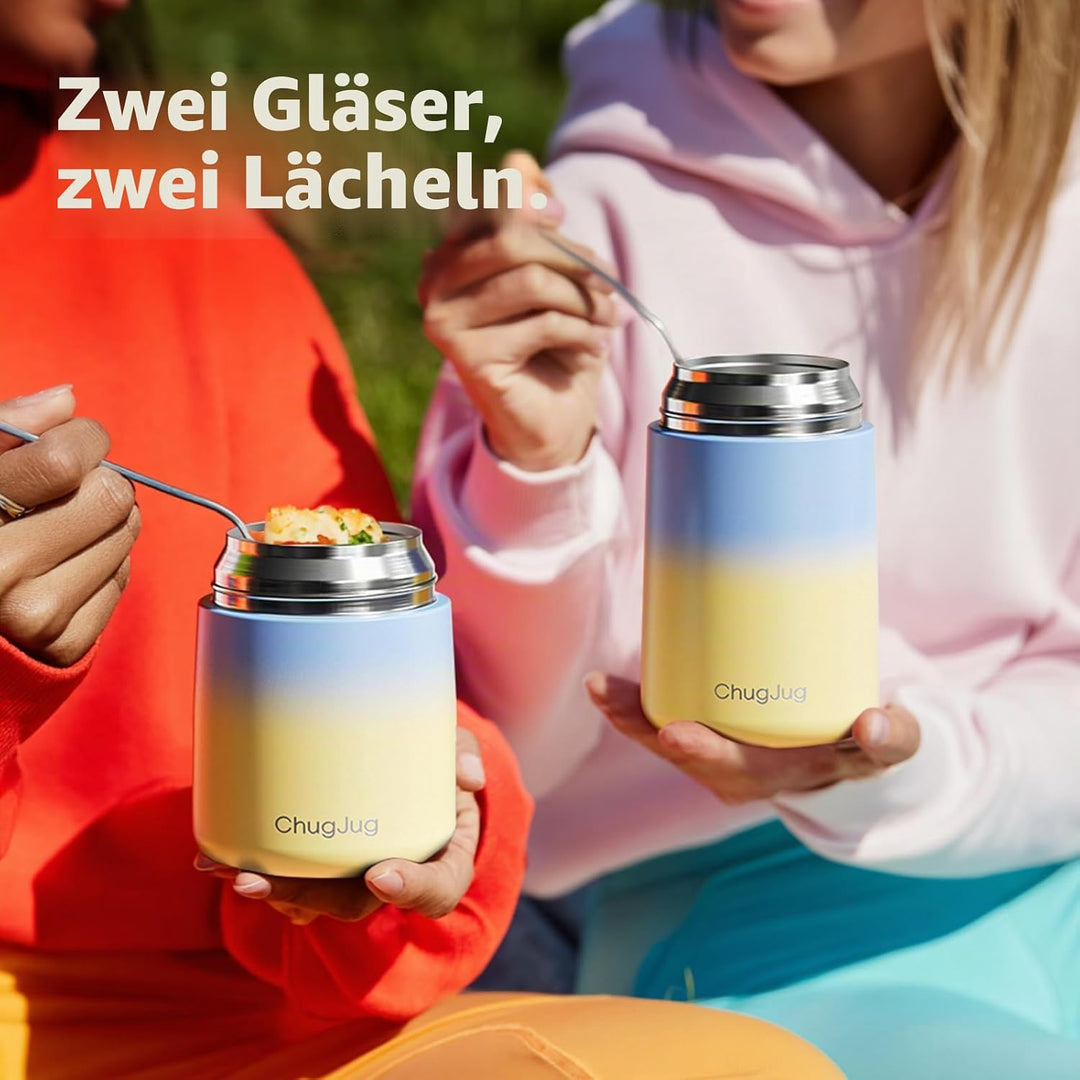 Thermobehälter für Essen 530ml, Edelstahl Thermobecher für Essen Warmhaltebehälter mit Löffel, Ausla