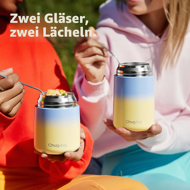 Thermobehälter für Essen 530ml, Edelstahl Thermobecher für Essen Warmhaltebehälter mit Löffel, Ausla