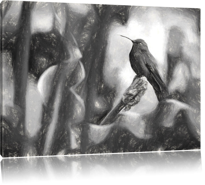 Pixxprint Kolibri in seinem Lebensraum als Leinwandbild/Grösse: 100x70 cm/Wandbild/Kunstdruck/fertig