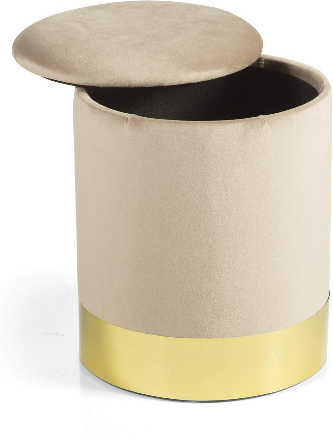 Sitzhocker mit glamourösem Stil, aus Samt in der Farbe Nussbaum, 38 cm hoch Haselnuss Samt Glatt Gol
