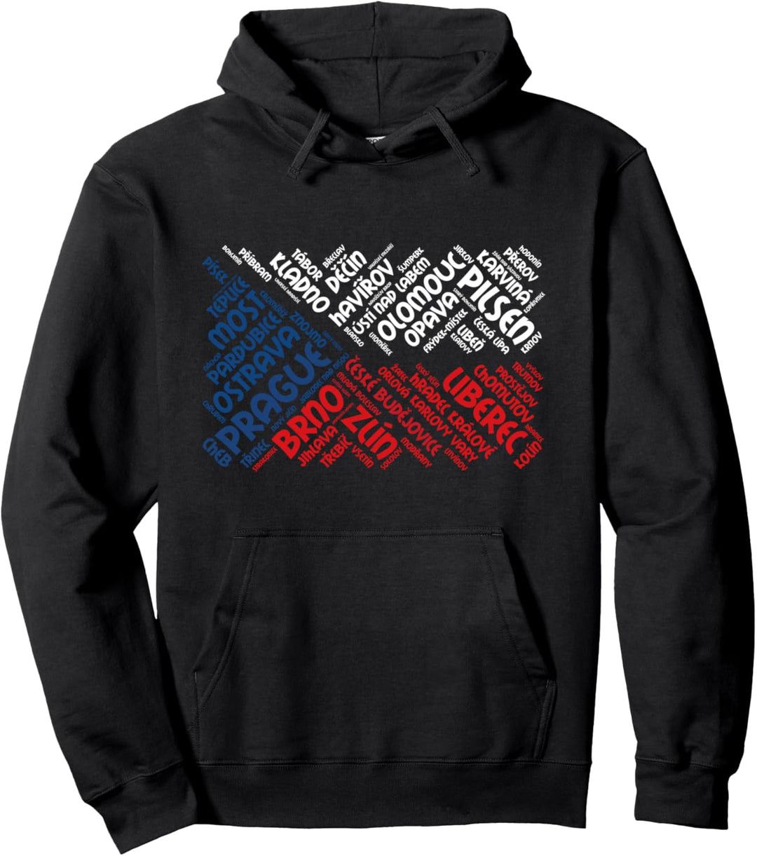 Tschechische Republik-Flagge mit Stadt nennt Wort-Kunst Pullover Hoodie
