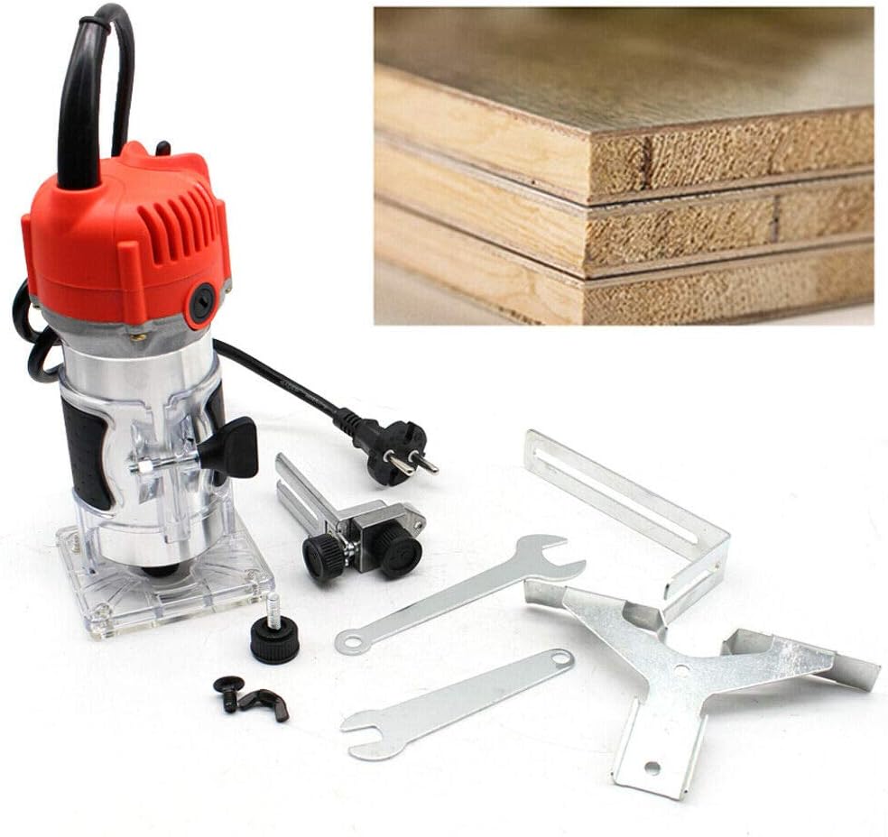 Oberfräse, 800W 220V Kantenfräse Einhandfräse Professional Holzfräse Handfräse mit Transparenter Bas