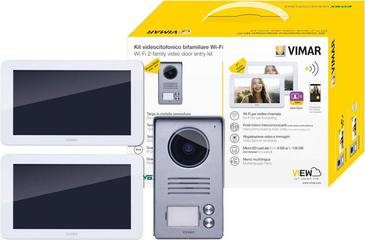 VIMAR K40956 Videosprechenalagen-Set 2 Familie enthält Freisprech-Touchscreen-Videohaustelefon LCD7i