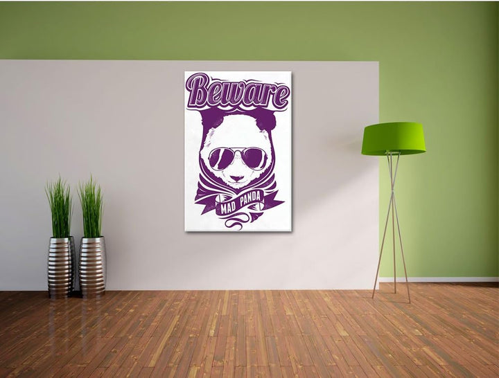 Pixxprint Mad Panda White Bild auf Leinwand, XXL riesige Bilder fertig gerahmt mit Keilrahmen, Kunst