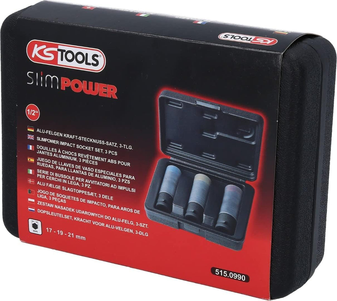 KS Tools 515.0990 SlimPOWER Impact-Stecknuss-Satz, 3-tlg., 1/2"