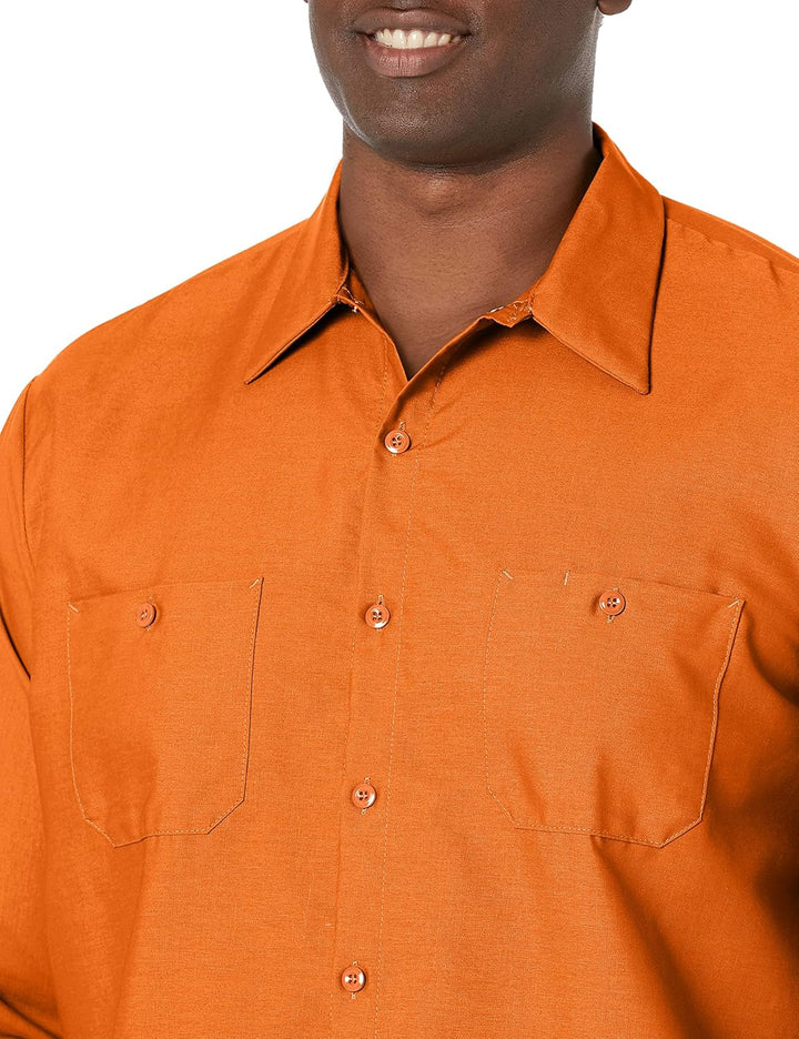 Red Kap Herren Short Sleeve Performance Tech Shirt Button-Down-Arbeitshemd (1er Pack) L Tall Orange,