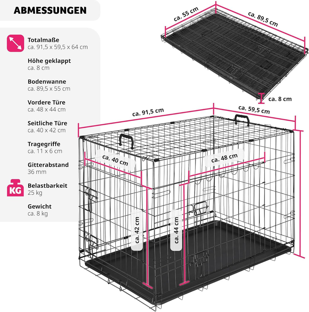 tectake® Hundekäfig, Hundegitter Box, Dog Kennel, Hundebox faltbar, Transportbox stabil, für Hunde u