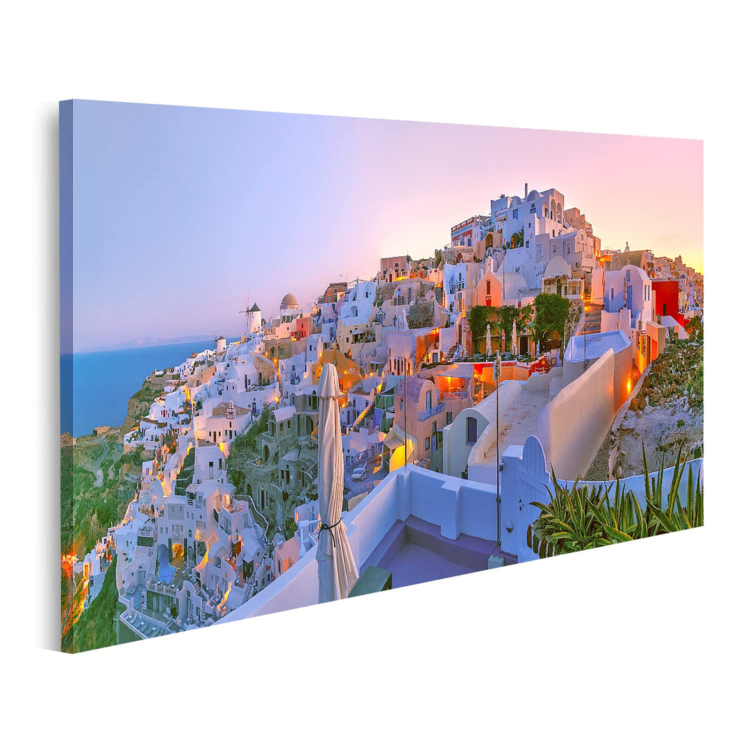 islandburner Bild auf Leinwand Oia Sonnenuntergang Santorini Griechenland Bilder Wandbilder Poster L