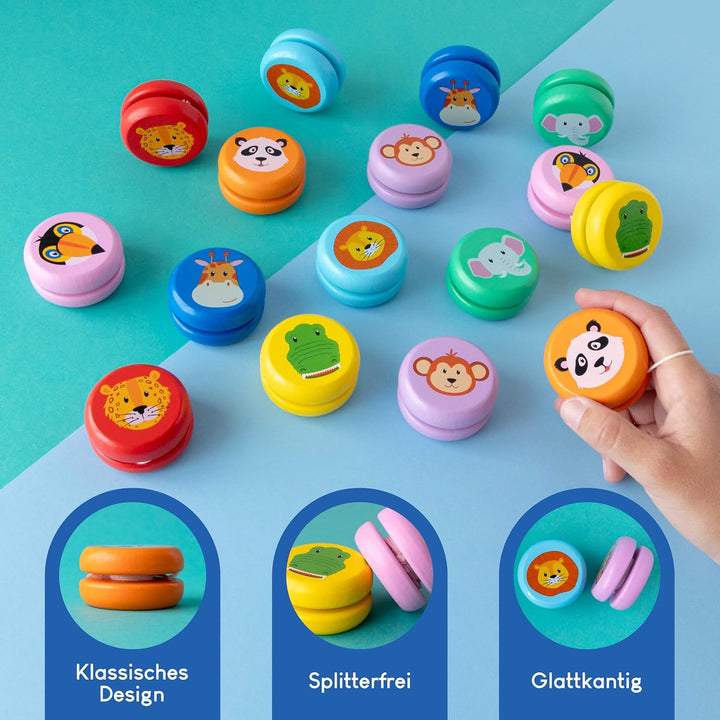 BONNYCO JoJo Kinder Mitgebsel Kindergeburtstag Gastgeschenke Tiere 32 Stück. JoJo Holz, Kleine Gesch