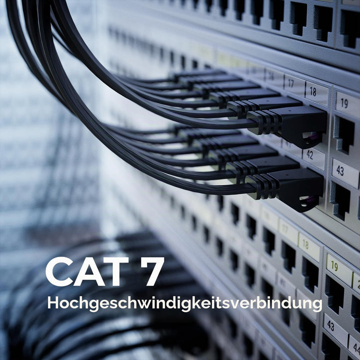 deleyCON 10x 0,25m Flaches CAT7 Netzwerkkabel (CAT 7 mit 10 Gbit/s) Gigabit LAN - RJ45 Ethernet Kurz