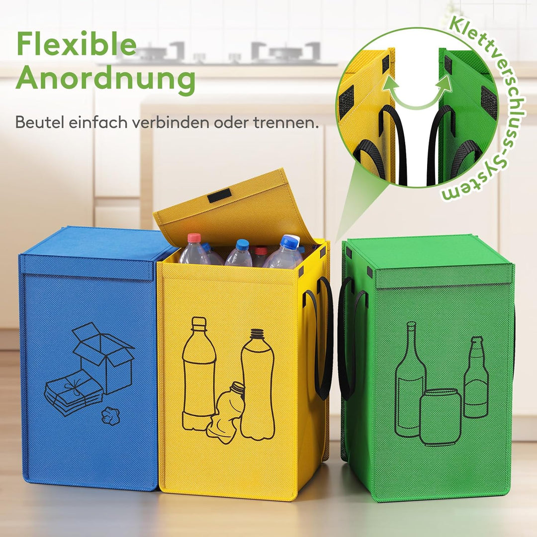 Lifewit Mülltrennsystem mit Deckel für Küche, Altpapier sammelbehälter und Pfandflaschen sammelbehäl