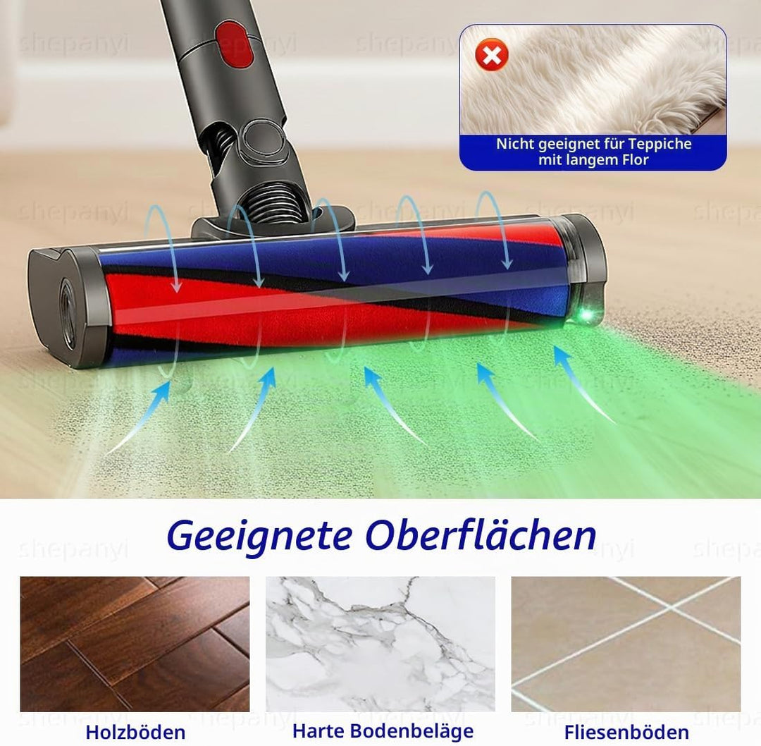 LED-beleuchtete Soft-Roller-Bodendüse, Bürstenkopf kompatibel mit Dyson V7/V8/V10/V11/V15 Staubsauge