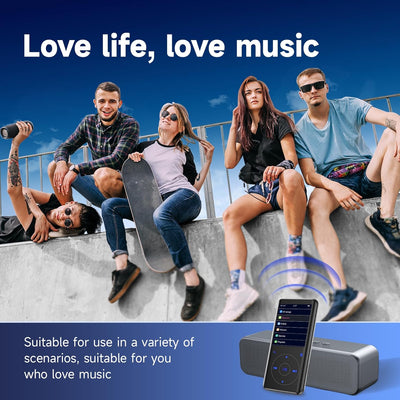 64GB MP3 Player Bluetooth 5.3, HiFi Musik Lossless Sound, Metallgehäuse Built-in HD Speaker，Touch-Ta