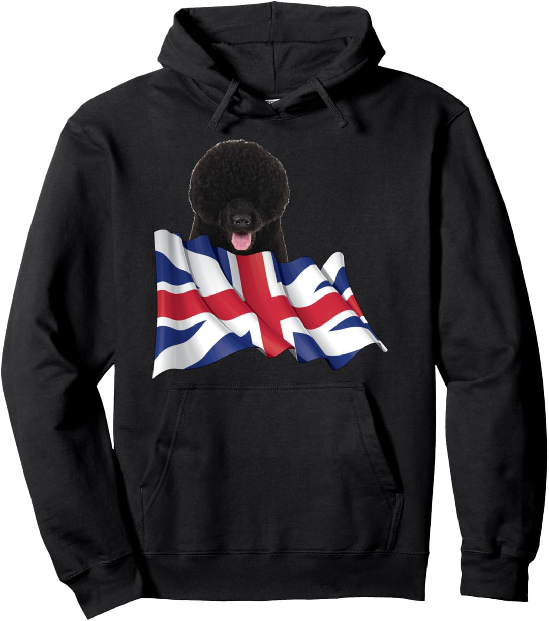 Union Jack Flag Dog Portuguese Water Dog Pullover Hoodie