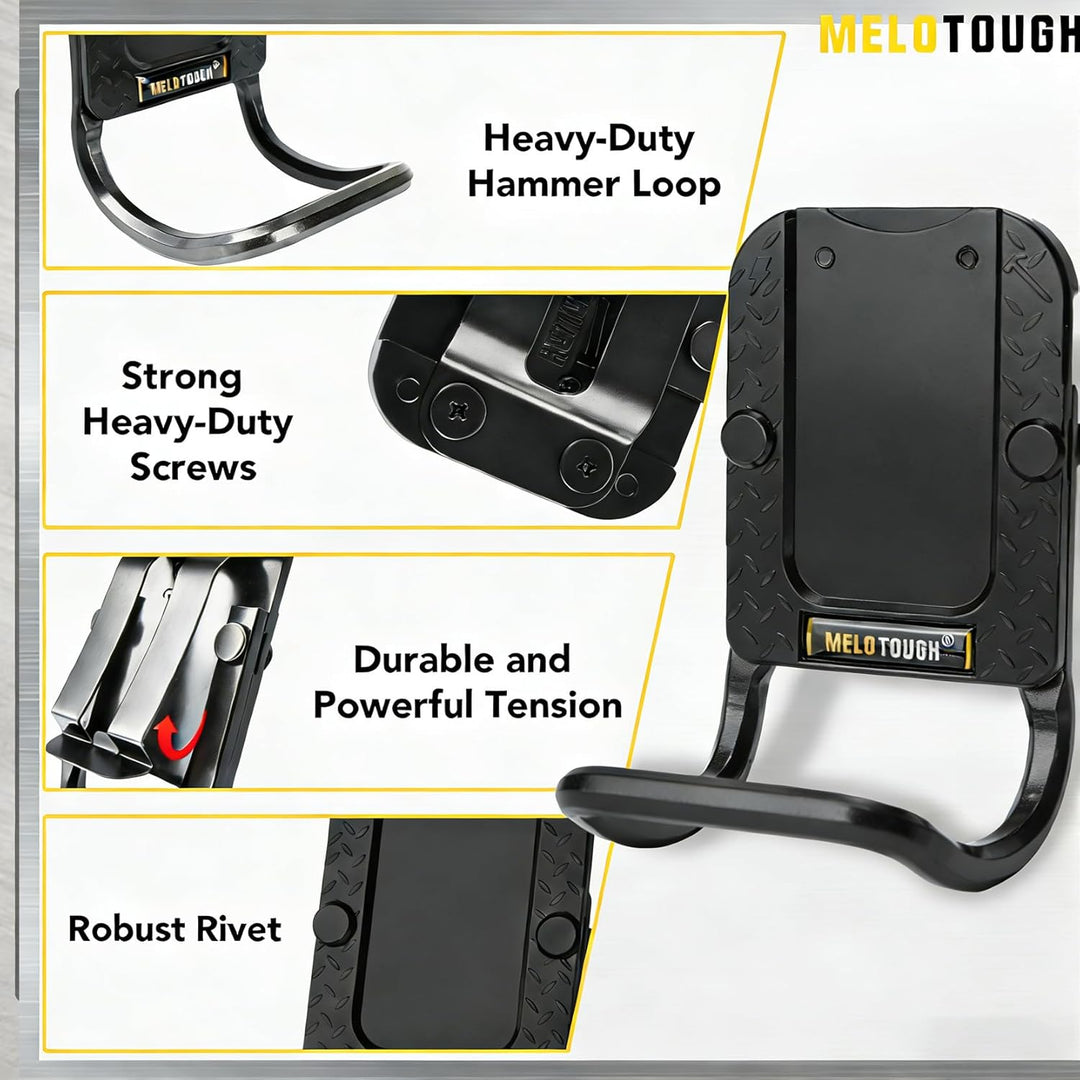 MELOTOUGH Hammerhalter für Gürtel, Hammerschlaufe für bis zu 5,1 cm Werkzeuggürtel, hält Hämmer, Bei