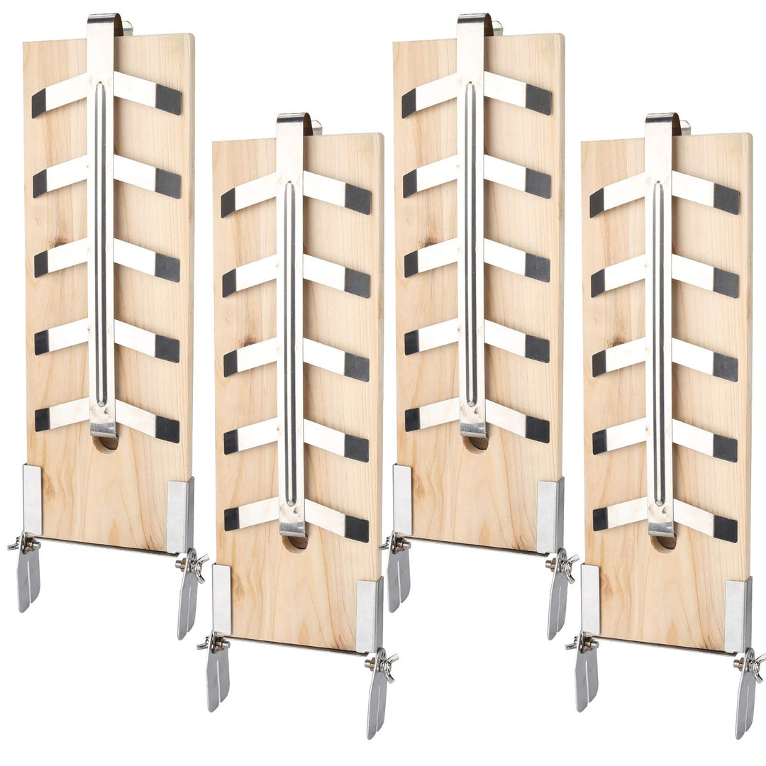 Lachsbrett, Flammlachs-Bretter, Zedernholz, neigbare Edelstahl-Halterung, 4er-Set (Flammlachsbretter