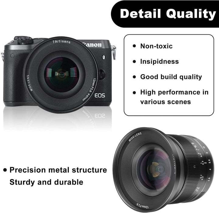 7artisans 12 mm F2.8 Mark Ⅱ Ultra-Weitwinkel APS-C Manueller Fokus Prime Objektiv kompatibel für Can