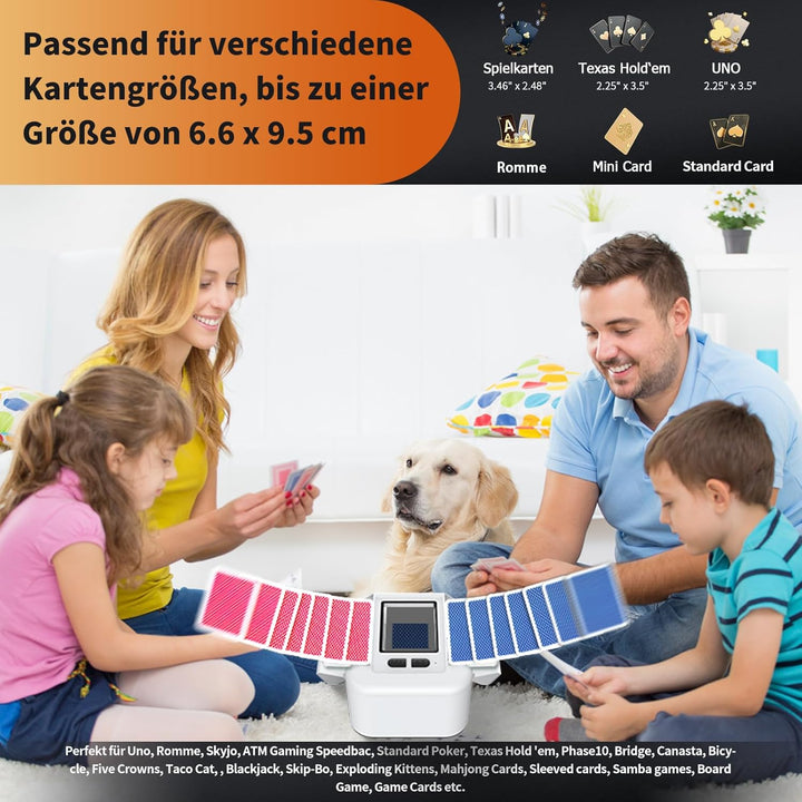 Buldoospok Wiederaufladbar Automatischer Kartenmischer 1-2 Deck, Geräuscharm Elektrische Mischmaschi