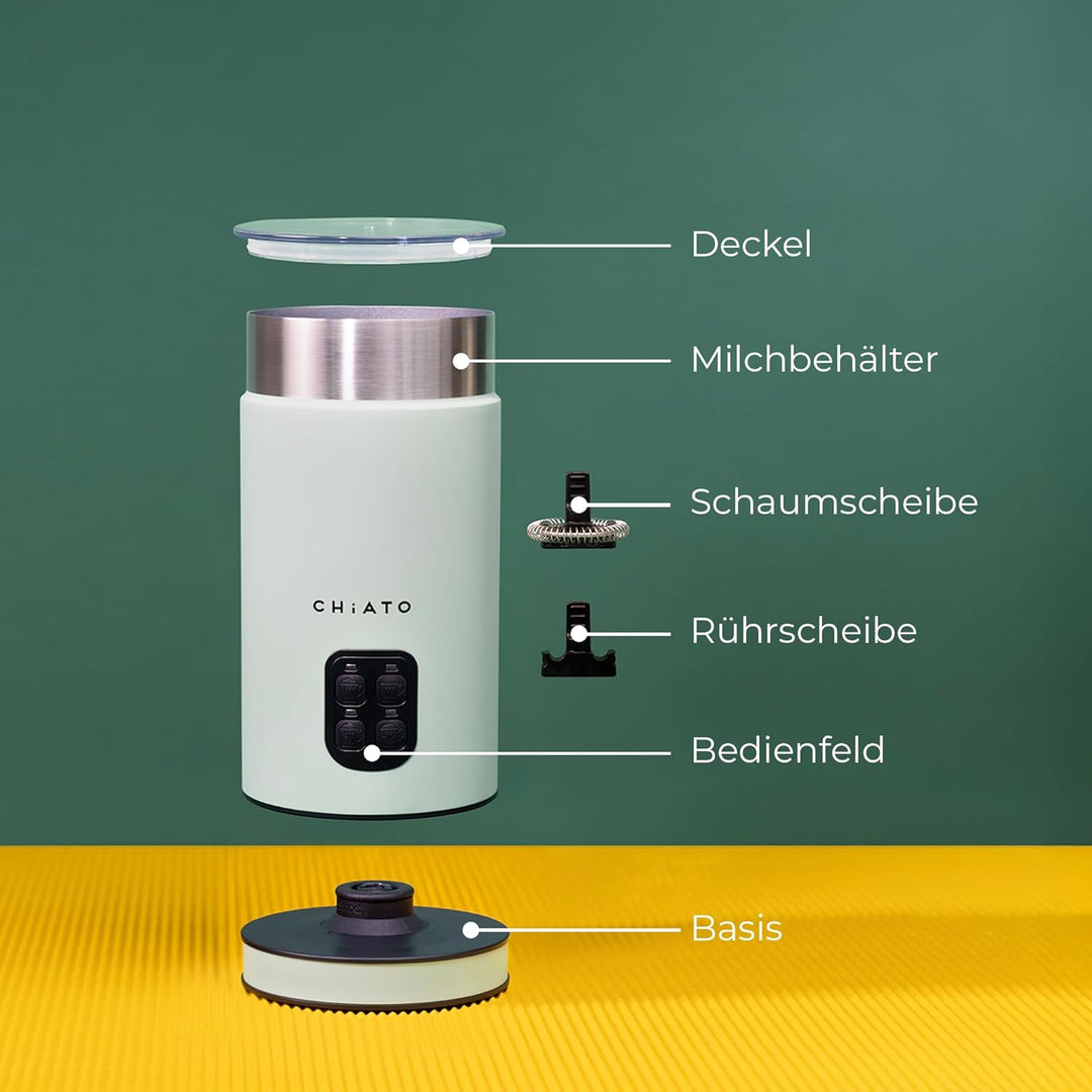 milkPLAY Milchaufschäumer Elektrisch & Milchschäumer - 4- in-1 Milk Frother, Milchkocher & Milchwärm