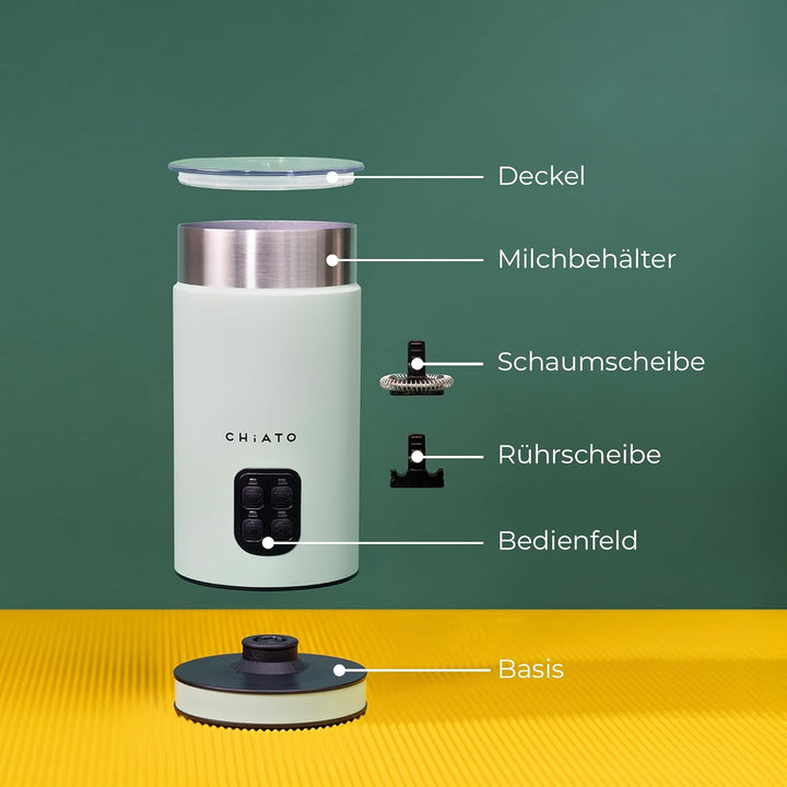 milkPLAY Milchaufschäumer Elektrisch & Milchschäumer - 4- in-1 Milk Frother, Milchkocher & Milchwärm