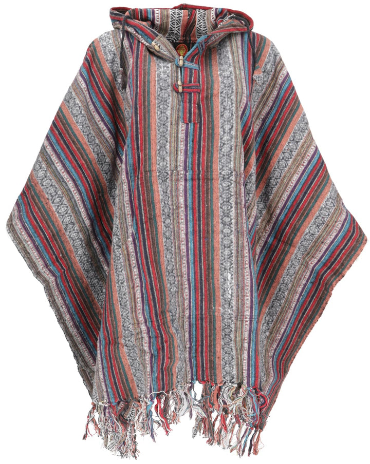 GURU SHOP Poncho Hippie Chic, Ethno Poncho, Andenponcho, Herren/Damen, Blau, Baumwolle, Size:One Siz