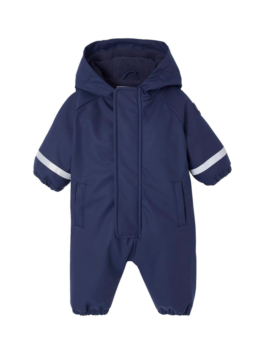 Vertbaudet Baby Regen-Overall mit Fleecefutter und Kapuze, Recycling-Polyester BLEU 68, BLEU 68