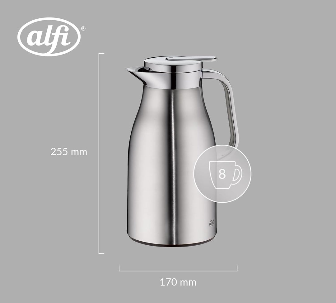 SKYLINE1,0l,stainless steel mat,Edelstahl-Isolierkanne mit hygienischem Hartglaseinsatz,Drehverschlu