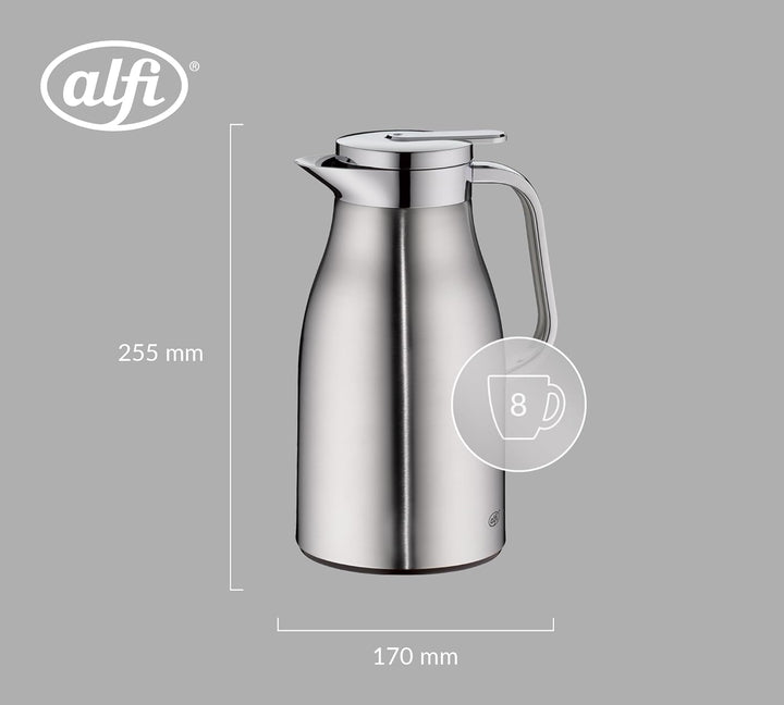 SKYLINE1,0l,stainless steel mat,Edelstahl-Isolierkanne mit hygienischem Hartglaseinsatz,Drehverschlu